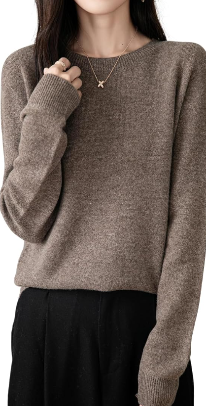 Winter Long Sleeve Seamless Knit Crewneck Sweater