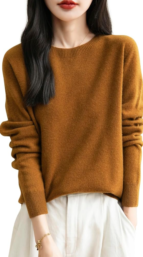 Winter Long Sleeve Seamless Knit Crewneck Sweater